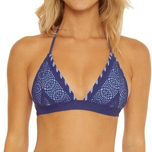 Becca Color Play Crochet McKenna Hand Looped Halter Top Deep Water